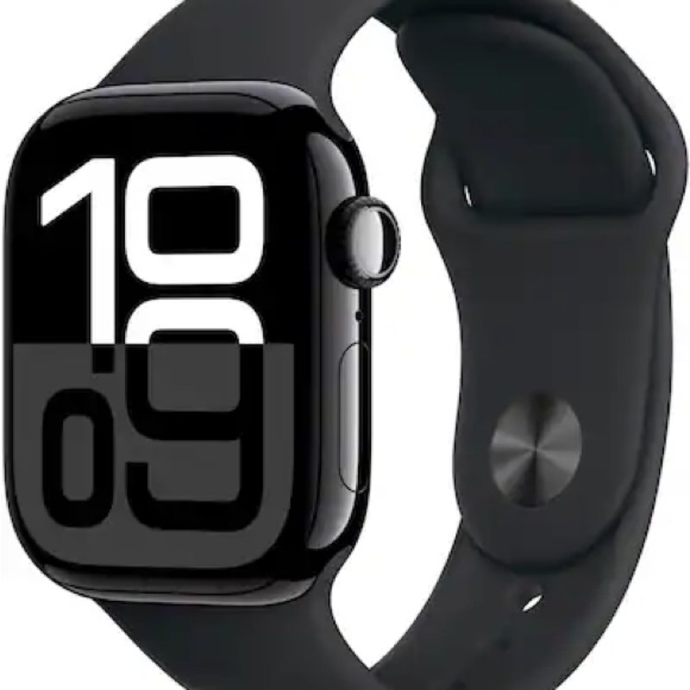 Apple Watch Series 10 (GPS) 42mm Aluminum Case w/ Black Sport Band S/M-Jet Black